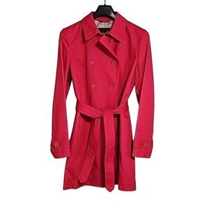 Coach Pink Berry Magenta Trench Coat Belted Double Breasted Size Large L NWT